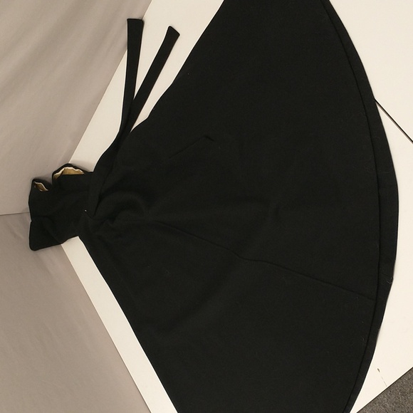 Vintage Black Wool Cape Hooded 40" Long Deep Hood Neck Tie Holes Costume or Fix - Picture 11 of 12